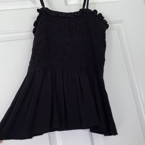 Black smocked tank top